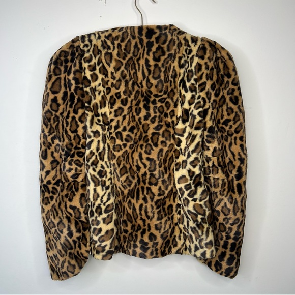 RLZ Racheal Zoe faux fur jacket leopard print puff sleeves mob wife Sz O - Picture 4 of 16